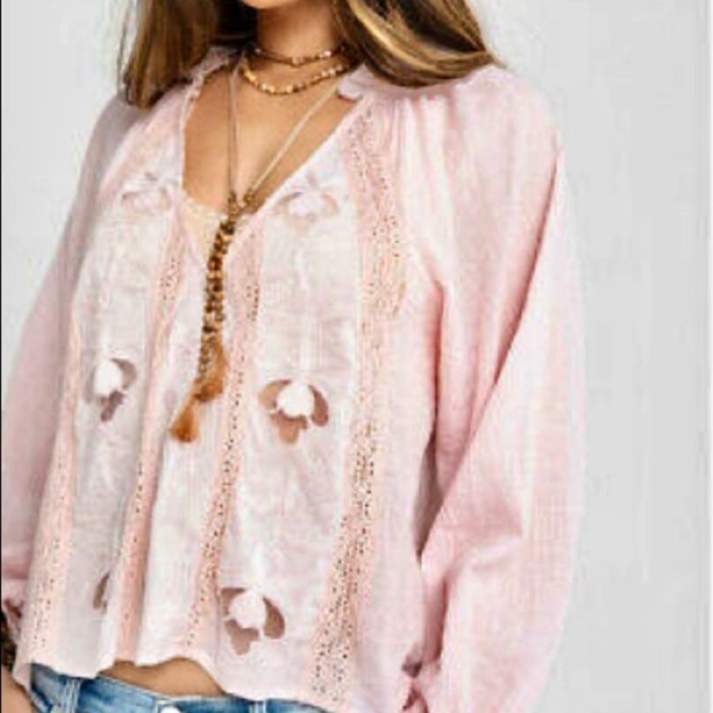 Free People Sivan lilac clouds pink peasant top